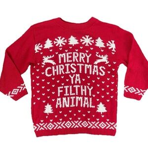 Ugly Christmas Sweater Home Alone Filthy Animal Winter Holiday Unisex Sz S/M